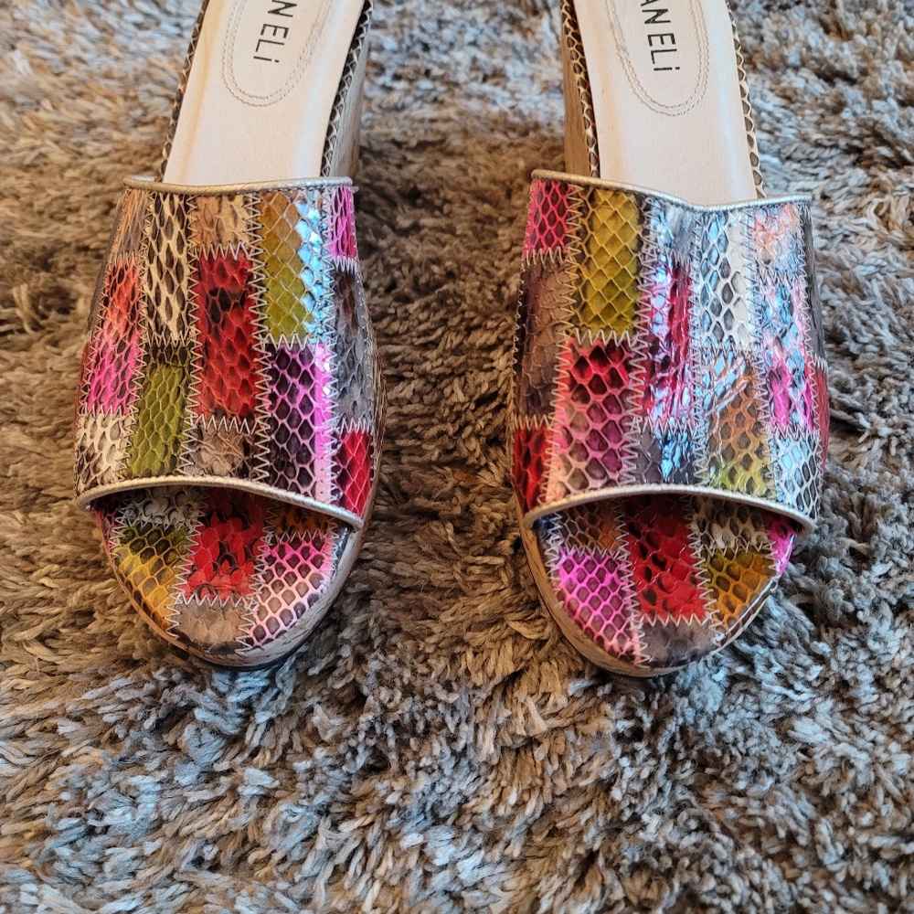 Van Eli Multicolor Patchwork Wedge Slide Sandals … - image 5